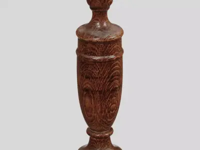 Wooden Table Lamp Old photogrammetry scan PBR 4K textures Low-poly 3D model