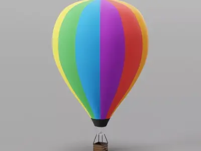 Colorful hot air ballon Free low-poly 3D model