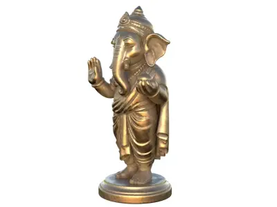 Lord Ganesha  Statue Metal Low-poly 3D model