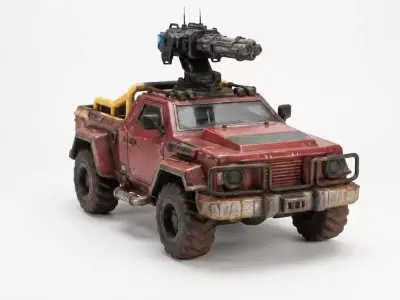 Guerrilla Gun-Truck 3D Model Low-poly 3D model