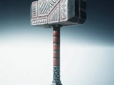 Hammer thor Low-poly 3D model