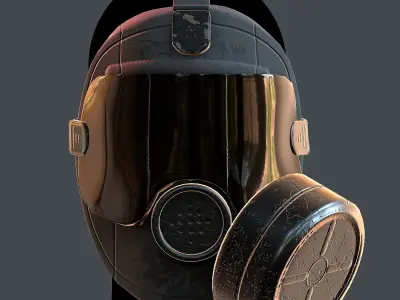Gas mask helmet 3d model scifi Low-poly  Low-poly 3D model buy