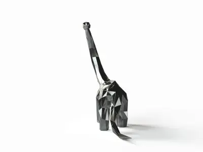 Brachiosaurus Low-poly 3D model silver dinosaur 3D model