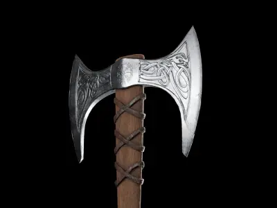 Viking Battle Axe PBR Low-poly 3D model