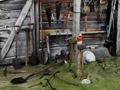 Farm and Garden Tools Low-poly 3D model