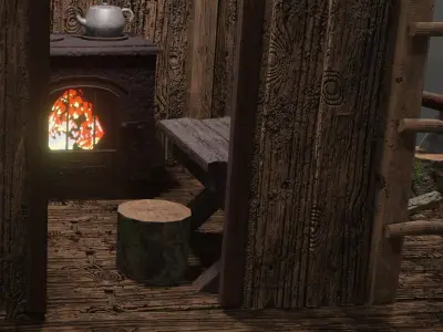 Old water cottage  obj blend gltf 3D model