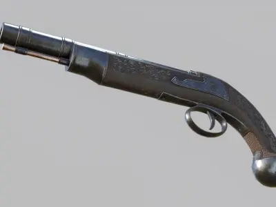 Flintlock Pirate Pistol Low-poly 3D model