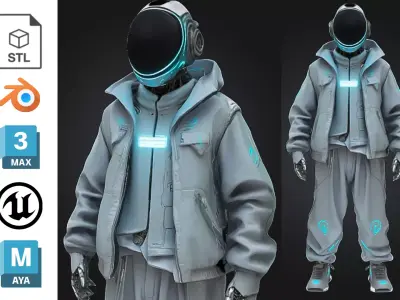 Futuristic Streetwear Android Urban Techwear Low-poly 3D model