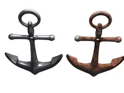 ship anchor with new clean and rusted pbr textures Low-poly 3D model