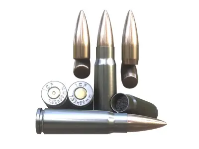 762x39mm Cartridge Low-poly 3D model