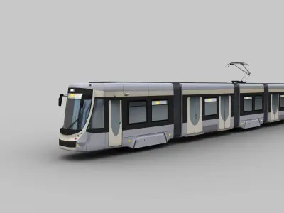 Low Poly Tram 18 Low-poly 3D model
