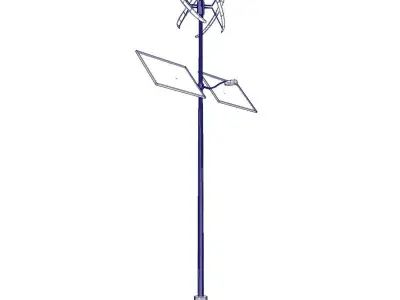 votovoltaic and wind power hybrid eletric pole power plant Low-poly 3D model