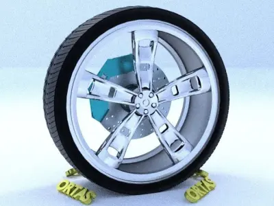 ORTAS CAR RIM 20 GAME READY RIM TIRE AND DISC 3D model