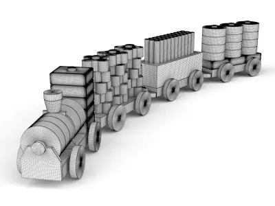 Wooden toy train 08 3D model