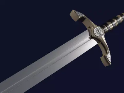 Caroling sword with Excalibur handle Low-poly 3D model