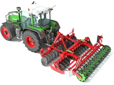 Tractor with Disc Harrow 3D model buy