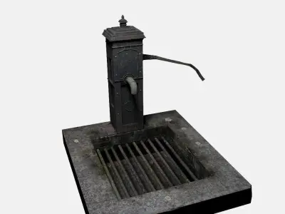 Victorian Hand Water Pump Worn model 3D model
