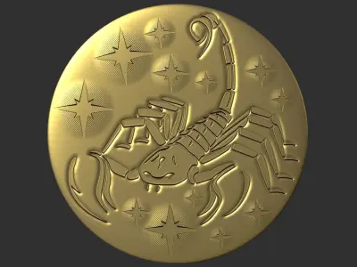 Fantasy zodiac sign scorpio pendant 3D print model Free 3D print model