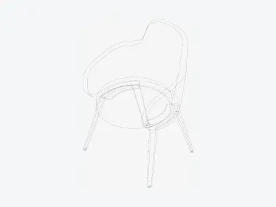 Furniture - Chair - Contemporary - Right - High - Back Low-poly 3D model