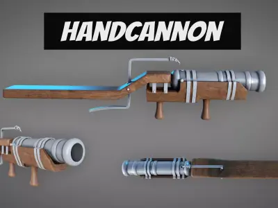 Medieval Firearm HandCannon 3D Model Lowpoly Low-poly 3D model purchase