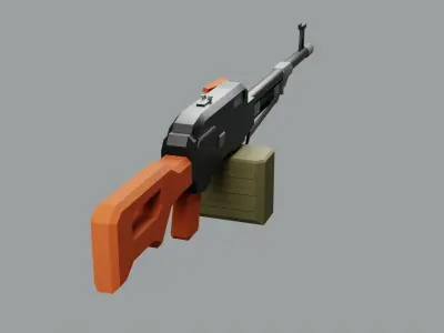 PKM Machine Gun Low-Poly Model Game-Ready Low-poly 3D model