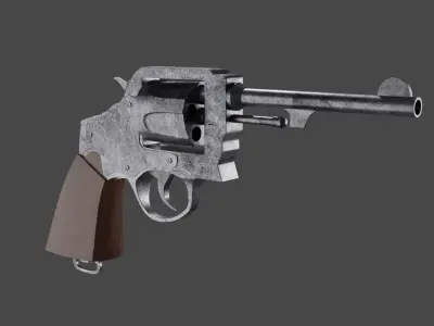 Classic revolver realistic low-poly 3D model Low-poly 3D model