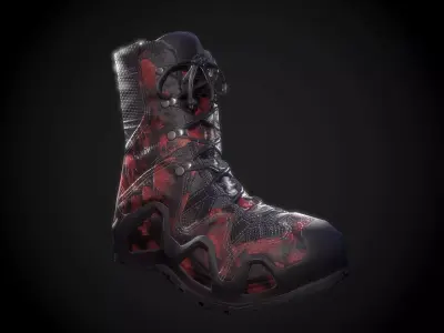 Military Boot Red Skull Skin Low-poly 3D model