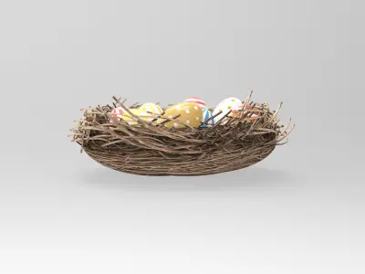 Easter Nest with Eggs 3D model