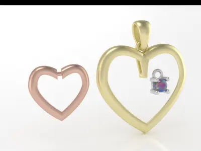 3 part heart pendant  3D print model