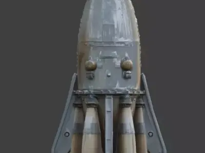 Realistic Retro Sci-Fi Rocket 3D Model Low-poly 3D model