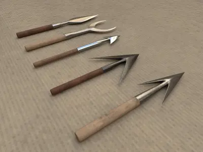 Medieval Arrowheads low-poly set 3D model