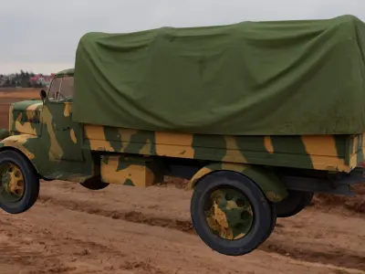 Military truck Low-poly 3D model - Low-poly and Textured
