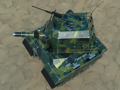 Cartoon Low Poly Animated Tank Low-poly 3D model