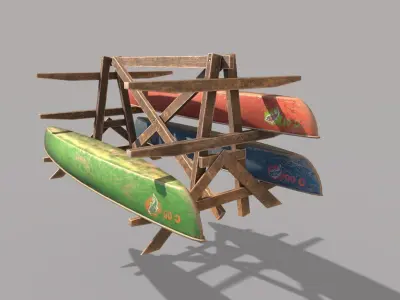 Canoe Storage Rack Low-poly 3D model
