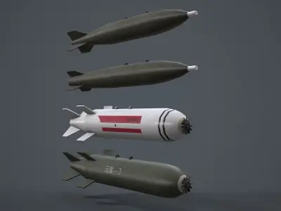 China Aviation Bomb Pack  Low-poly 3D model