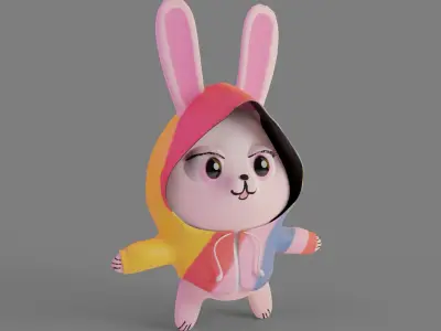 Cute Bunny 3d model Low-poly 3D model