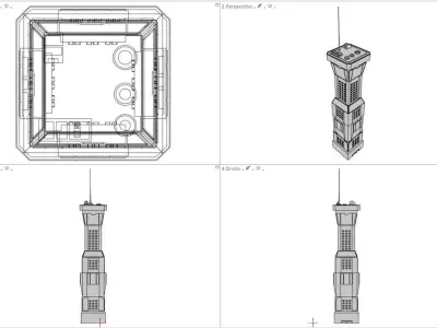 Sci-Fi building dressing kitbash PACK 13 Futuristic Skyscrapers Low-poly 3D model