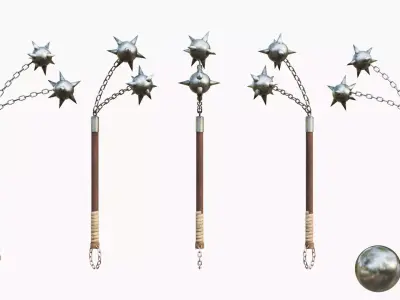 Medival Two Ball Flail Low-poly 3D model