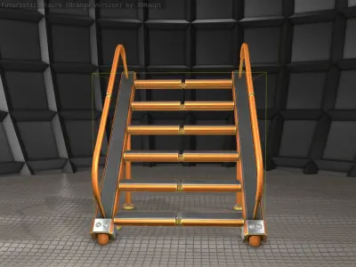 Sci-Fi Stairs - 20- Orange Version  Low-poly 3D model