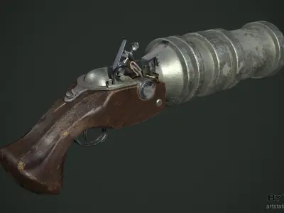 Heavy pirate pistol Low-poly 3D model