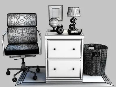 Logan File Cabinet Antique White 3D model