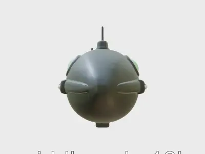Futuristic Underwater Taxi Submarine with Green Portholes Low-poly 3D model
