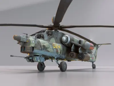 Russian Mi28 Havoc attack helicopter Low-poly 3D model