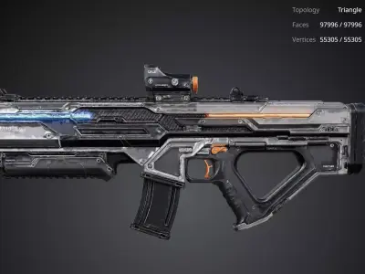 Futuristic Gun 3D model 2