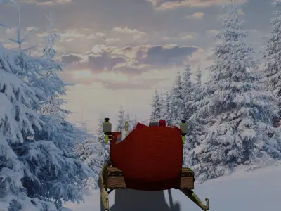Santa Sleigh 3D model buy