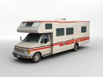 Vintage RV Recreational Vehicle Motorhome Low-poly 3D model