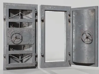 Bunker door Pbr lowpoly bunker gate  06 with  2 skins Low-poly 3D model