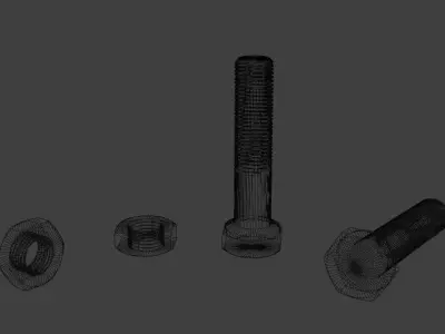 High-Detail Industrial Fasteners Kit - Bolt and Nut Collection 3D model