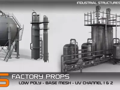 industrial structures Vol 01  5-Factory Props Low-poly 3D model