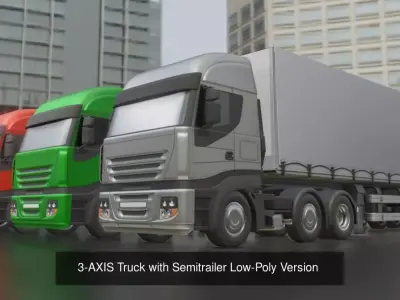 3-AXIS Truck with Semitrailer Low and High-Poly Package purchase